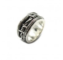 R001944 Genuine sterling silver ring spinner band solid hallmarked 925 Barbed wire 